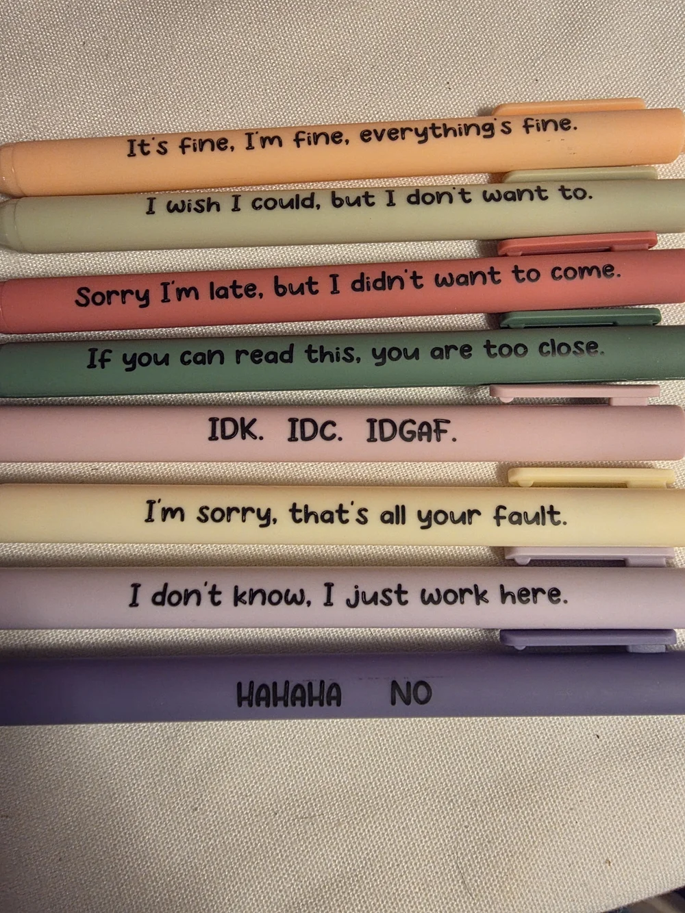 Set Of 8 Humorous Pens